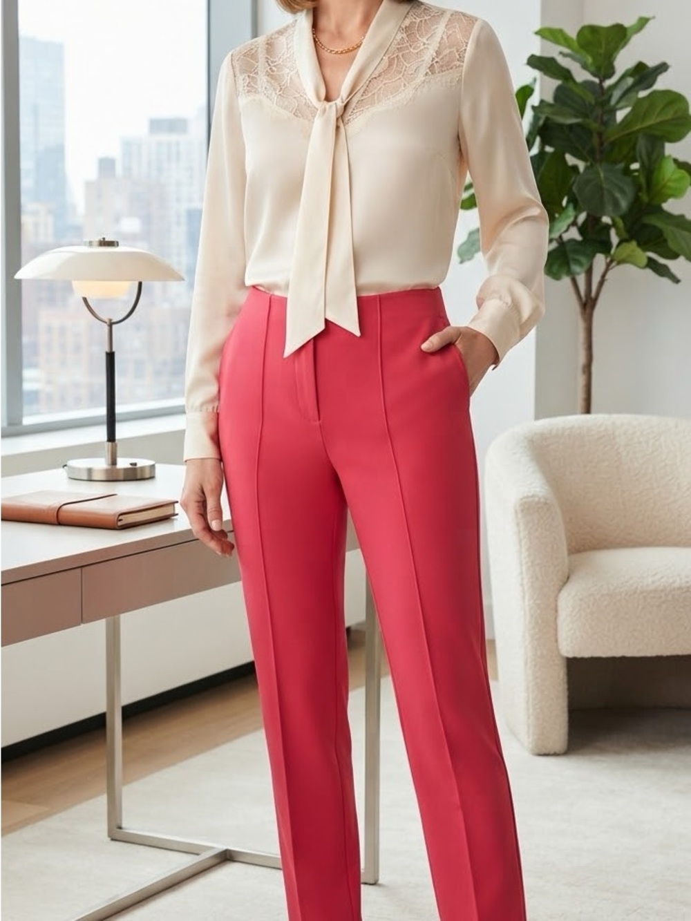 Jules & Leopold Bright Red Cropped Ponte Trousers